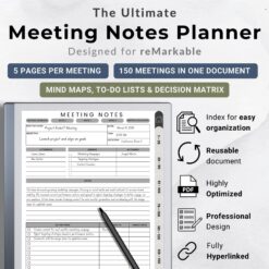 Meeting Notes Planner reMarkable 2 Meeting Templates Hyperlinked for reMarkable Paper Pro Meeting Minutes reMarkable Planner Meeting Agenda