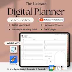 All-in-One Digital Planner 2025 2026 for Goodnotes Notability Daily Weekly Monthly Planner Life Goals Budget Wellness Projects Organization