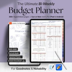 Budget Planner 2025 2026 for iPad Bi-Weekly Budget Monthly Paycheck Finance Tracker Goodnotes Planner Notability Android Hyperlinked Planner